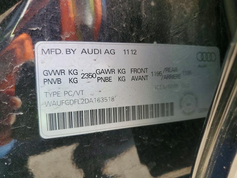56515696 :رقم المزاد ، WAUFGDFL2DA163518 vin ، 2013 Audi S4 مزاد بيع