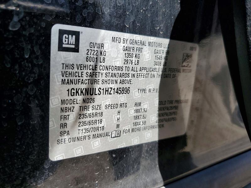 56051086 :رقم المزاد ، 1GKKNULS1HZ145896 vin ، 2017 Gmc Acadia مزاد بيع