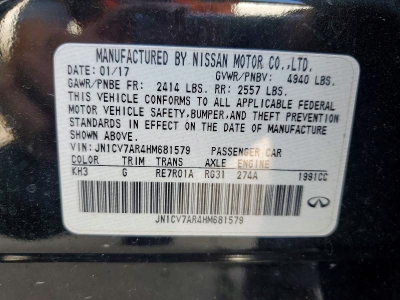 Продажа на аукционе авто 2017 Infiniti Q50, vin: JN1CV7AR4HM681579, номер лота: 58330836