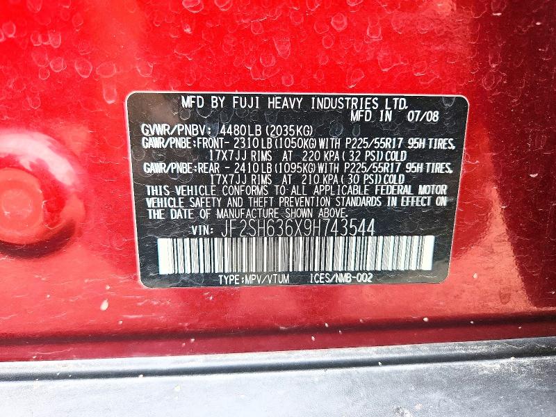 Продажа на аукционе авто 2009 Subaru Forester, vin: JF2SH636X9H743544, номер лота: 57556736