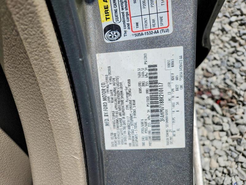 2008 Ford Fusion მანქანა იყიდება აუქციონზე, vin: 3FAHP07188R210117, აუქციონის ნომერი: 57124626