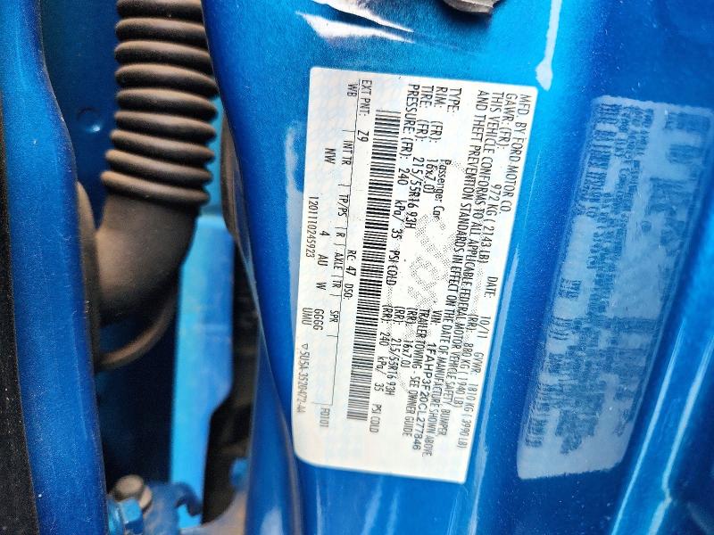Продажа на аукционе авто 2012 Ford Focus, vin: 1FAHP3F20CL277846, номер лота: 57939946