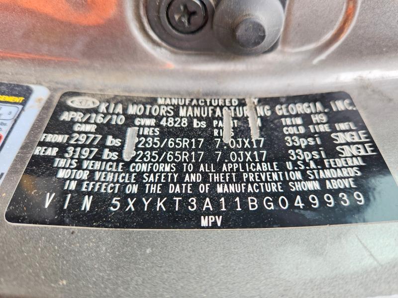Продаж на аукціоні авто 2011 Kia Sorento, vin: 5XYKT3A11BG049939, номер лоту: 85993835