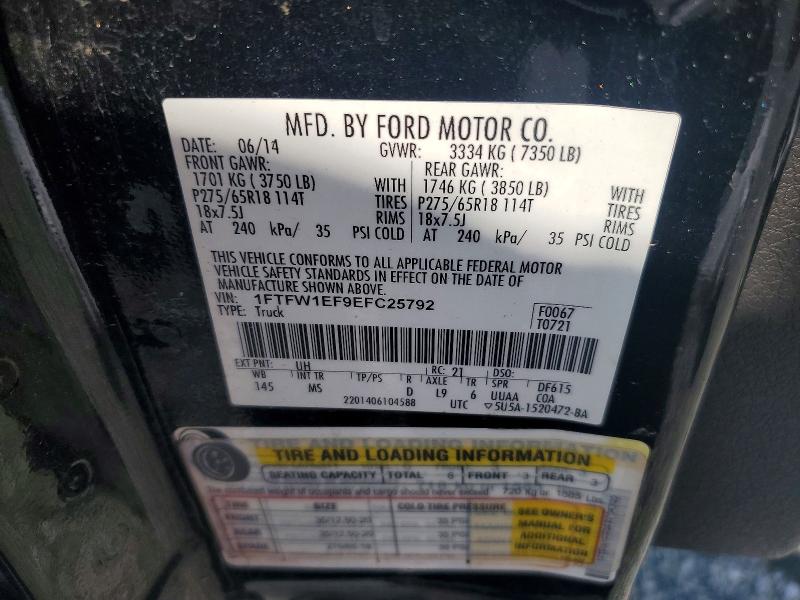 Aukcja sprzedaży 2014 Ford F150, vin: 1FTFW1EF9EFC25792, numer aukcji: 59551646
