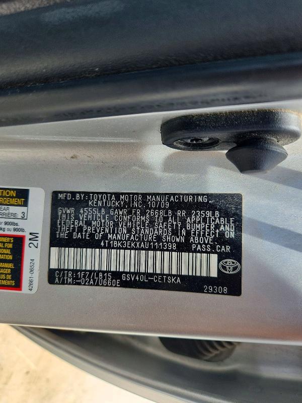 2010 Toyota Camry მანქანა იყიდება აუქციონზე, vin: 4T1BK3EKXAU111398, აუქციონის ნომერი: 57050236