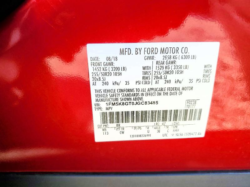 Aukcja sprzedaży 2018 Ford Explorer, vin: 1FM5K8GT0JGC83485, numer aukcji: 58560186