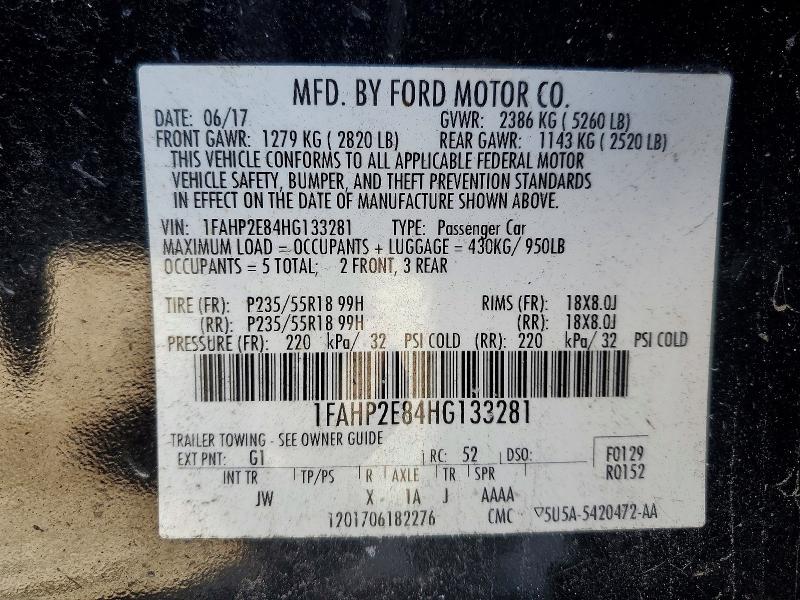 Продаж на аукціоні авто 2017 Ford Taurus, vin: 1FAHP2E84HG133281, номер лоту: 55901886