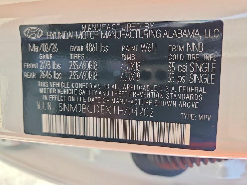 2026 Hyundai Tucson მანქანა იყიდება აუქციონზე, vin: 5NMJBCDEXTH704202, აუქციონის ნომერი: 56089536