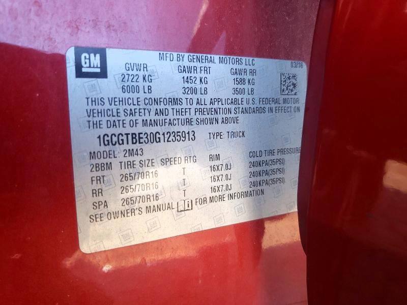 Продажа на аукционе авто 2016 Chevrolet Colorado, vin: 1GCGTBE30G1235913, номер лота: 56949206