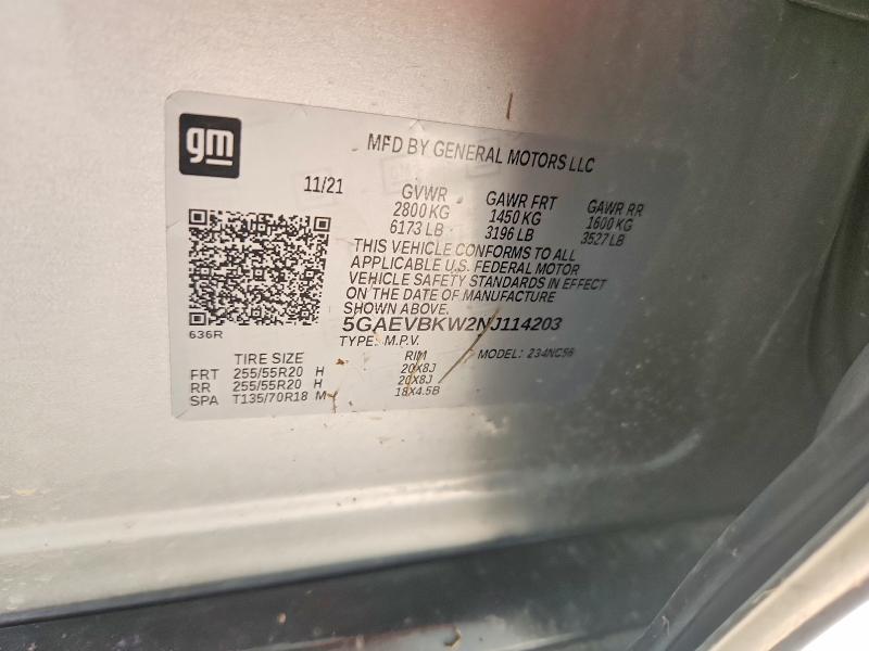 Продажа на аукционе авто 2022 Buick Enclave, vin: 5GAEVBKW2NJ114203, номер лота: 55704476