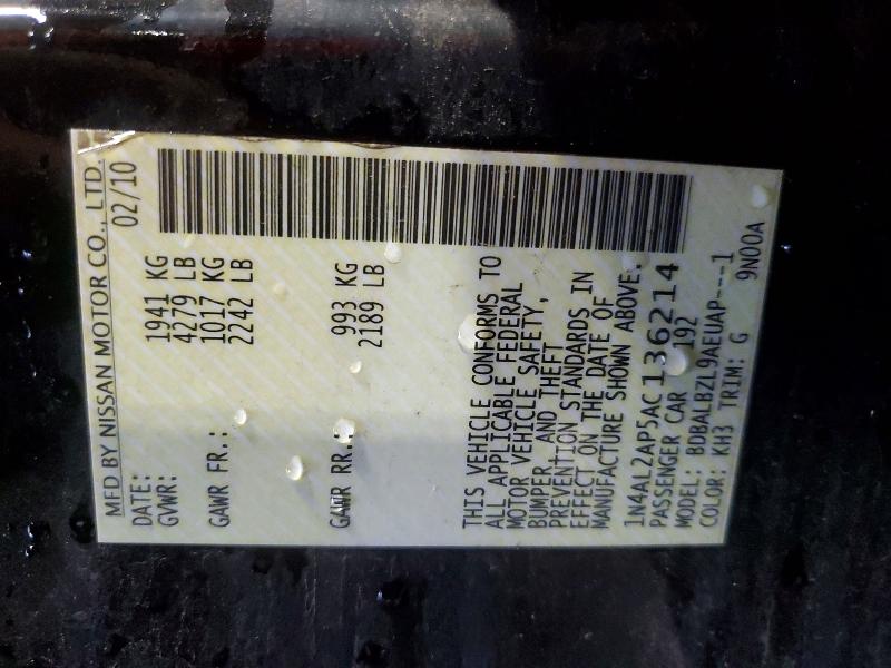 2010 Nissan Altima მანქანა იყიდება აუქციონზე, vin: 1N4AL2AP5AC136214, აუქციონის ნომერი: 58763866