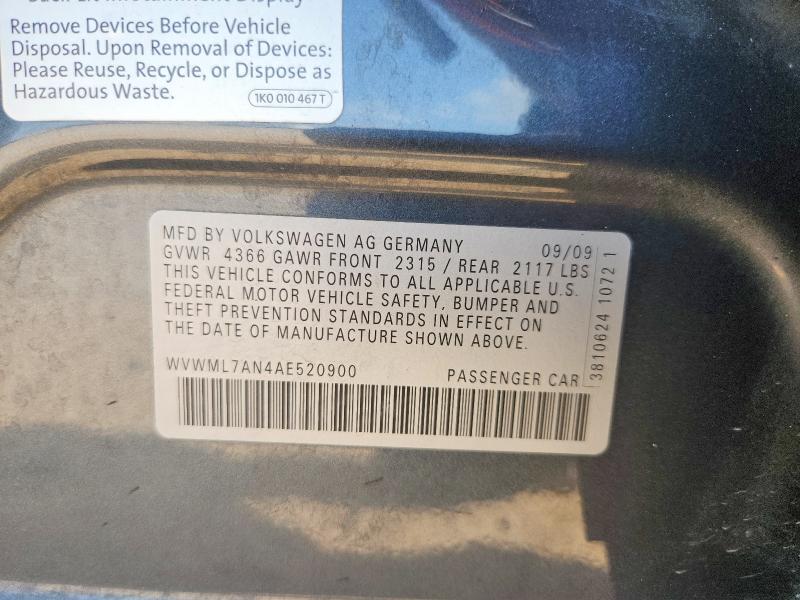 Продаж на аукціоні авто 2010 Volkswagen Cc, vin: WVWML7AN4AE520900, номер лоту: 58828246