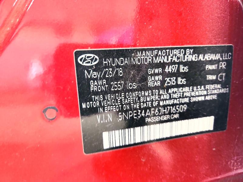 2018 Hyundai Sonata მანქანა იყიდება აუქციონზე, vin: 5NPE34AF6JH716509, აუქციონის ნომერი: 52961916