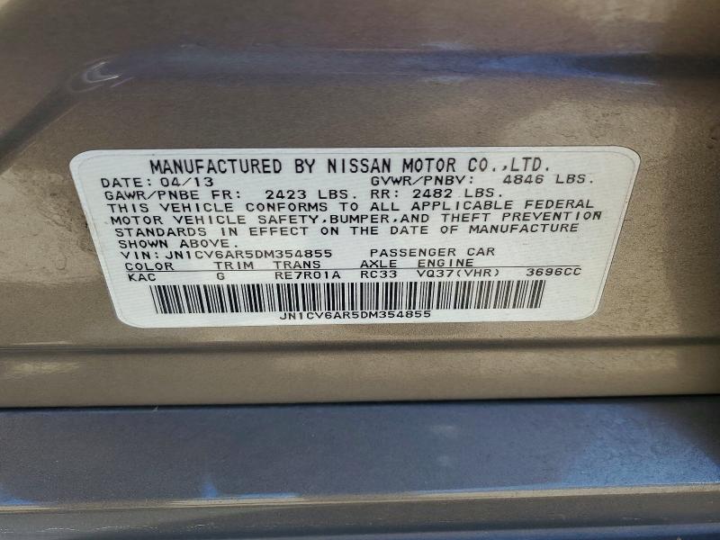 55185326 :رقم المزاد ، JN1CV6AR5DM354855 vin ، 2013 Infiniti G37 Sedan مزاد بيع