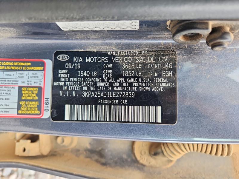 2020 Kia Rio 5-door მანქანა იყიდება აუქციონზე, vin: 3KPA25AD1LE272839, აუქციონის ნომერი: 56609196