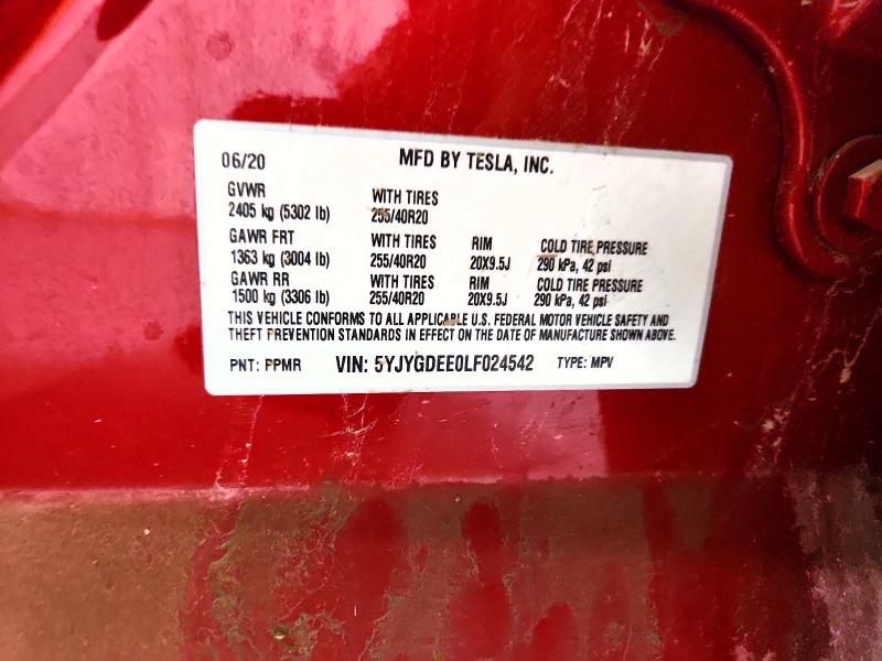 Продаж на аукціоні авто 2020 Tesla Model Y, vin: 5YJYGDEE0LF024542, номер лоту: 58125286
