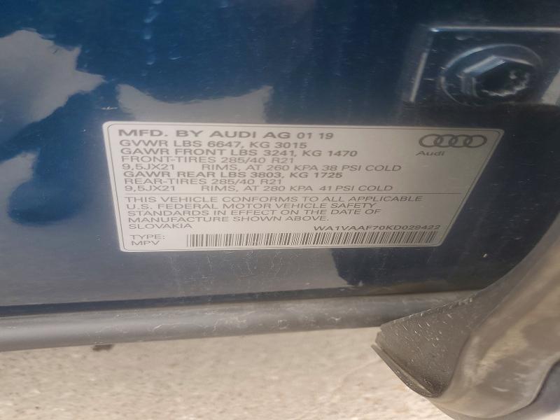 Aukcja sprzedaży 2019 Audi Q7, vin: WA1VAAF70KD029422, numer aukcji: 56532576