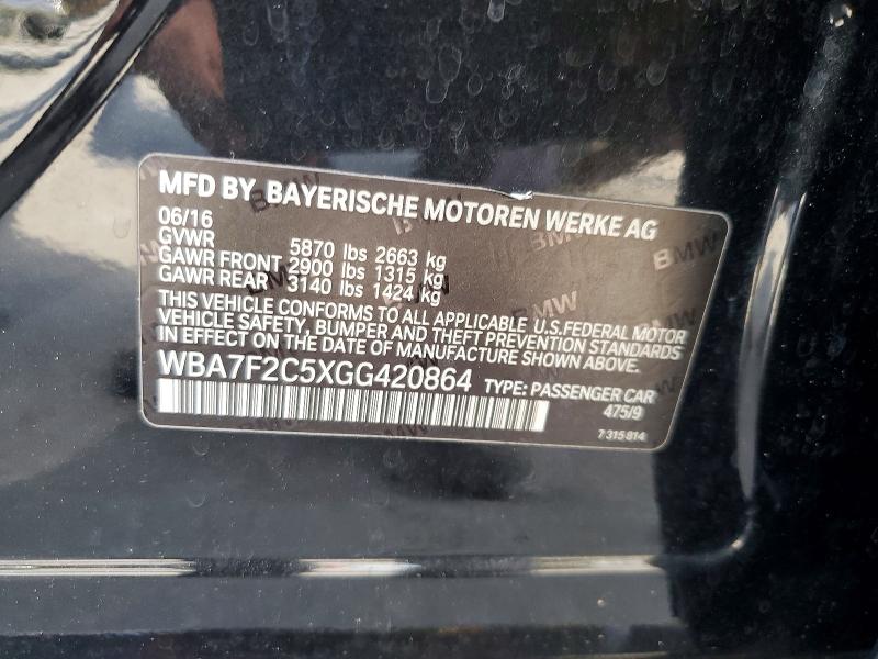 Aukcja sprzedaży 2016 Bmw 750, vin: WBA7F2C5XGG420864, numer aukcji: 56517016
