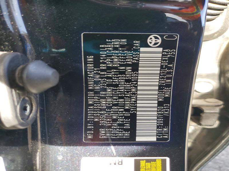 2021 Toyota Corolla მანქანა იყიდება აუქციონზე, vin: 5YFEPMAE3MP241095, აუქციონის ნომერი: 56978656
