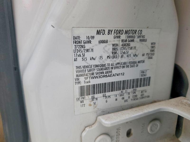 56789956 :رقم المزاد ، 1FTWW3DR6AEA74112 vin ، 2010 Ford F350 مزاد بيع