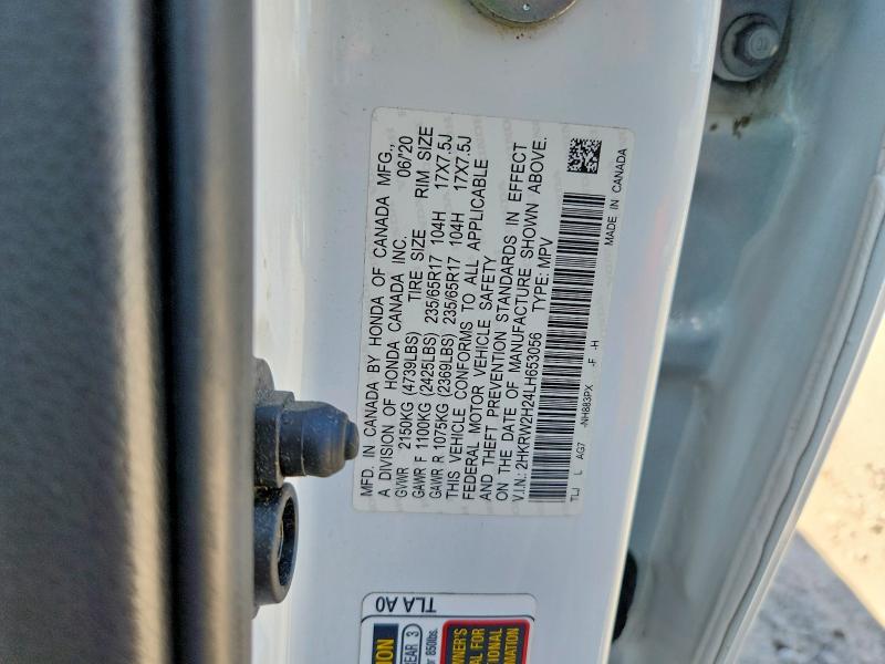 Auction sale of the 2020 Honda Cr-v, vin: 2HKRW2H24LH653056, lot number: 58064846