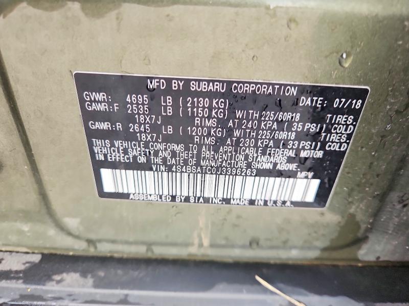 2018 Subaru Outback მანქანა იყიდება აუქციონზე, vin: 4S4BSATC0J3396263, აუქციონის ნომერი: 56274446