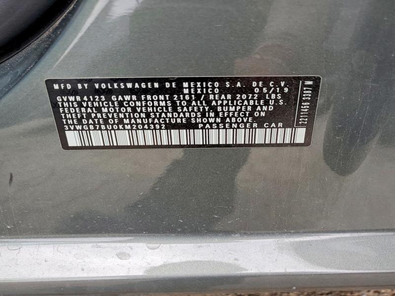 Aukcja sprzedaży 2019 Volkswagen Jetta, vin: 3VWGB7BU0KM204392, numer aukcji: 57726566