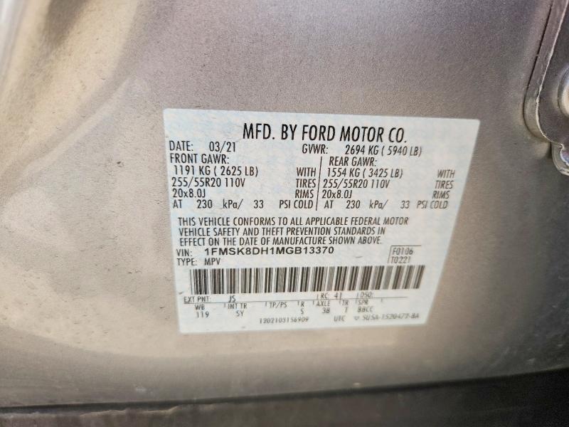 Продаж на аукціоні авто 2021 Ford Explorer, vin: 1FMSK8DH1MGB13370, номер лоту: 57716446