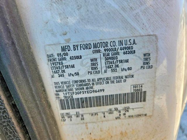Aukcja sprzedaży 2000 Ford F350, vin: 1FTSF30F5YED96499, numer aukcji: 56590536
