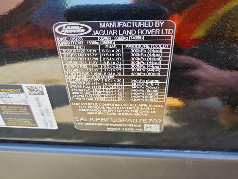 Aukcja sprzedaży 2023 Land Rover Range Rover, vin: SALKPBFU3PA076707, numer aukcji: 59180446