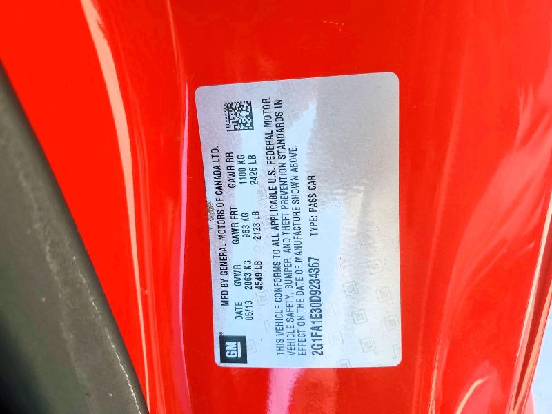 Aukcja sprzedaży 2013 Chevrolet Camaro, vin: 2G1FA1E30D9234367, numer aukcji: 56646106