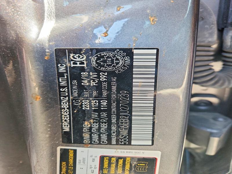 Продажа на аукционе авто 2018 Mercedes-benz C, vin: 55SWF6EB2JU270239, номер лота: 56222516