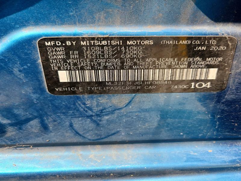 Продажа на аукционе авто 2020 Mitsubishi Mirage, vin: ML32F3FJ6LHF08848, номер лота: 58068036