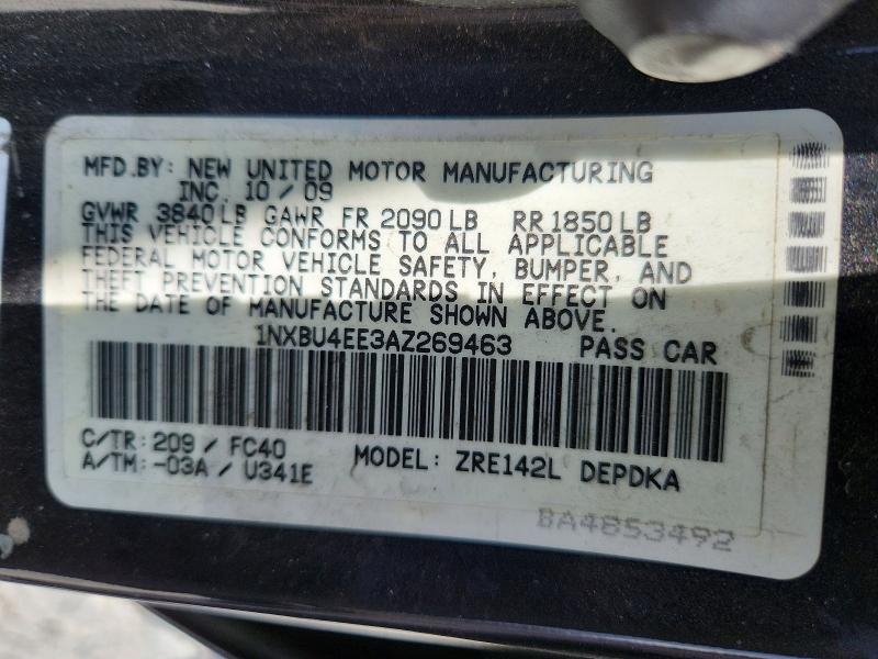 Aukcja sprzedaży 2010 Toyota Corolla, vin: 1NXBU4EE3AZ269463, numer aukcji: 56339436