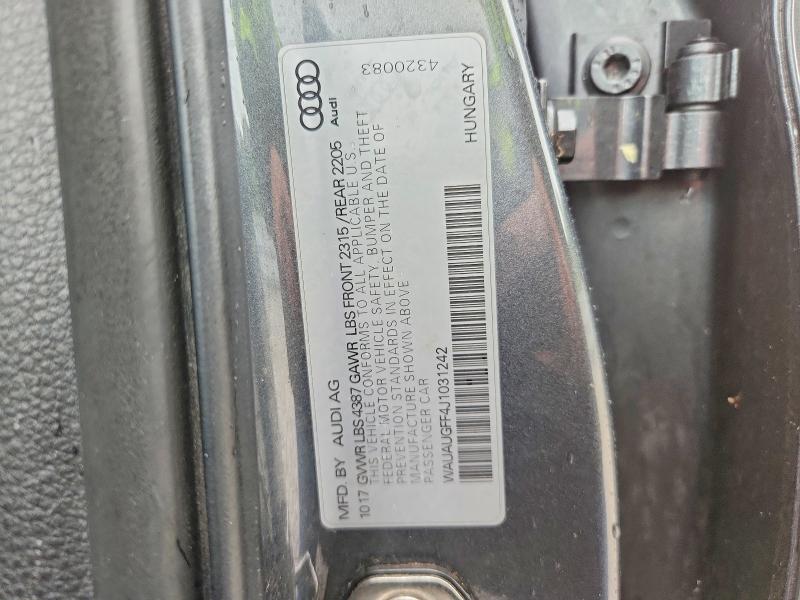 2018 Audi A3 მანქანა იყიდება აუქციონზე, vin: WAUAUGFF4J1031242, აუქციონის ნომერი: 58244166