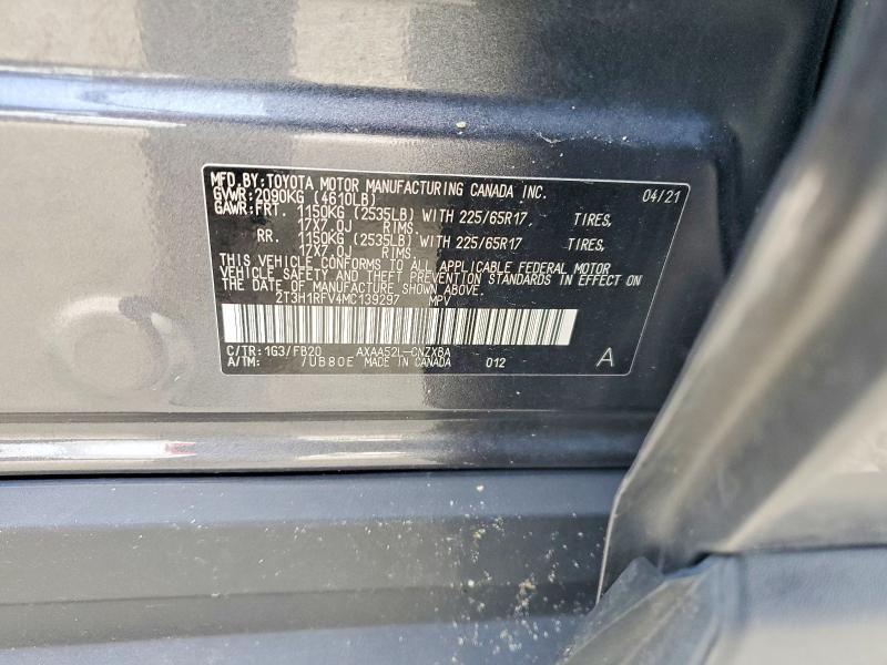 56563446 :رقم المزاد ، 2T3H1RFV4MC139297 vin ، 2021 Toyota Rav4 Le مزاد بيع