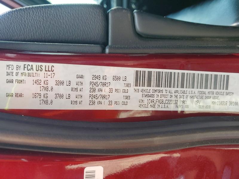 Продаж на аукціоні авто 2018 Jeep Grand Cherokee, vin: 1C4RJFAG8JC223132, номер лоту: 56572056