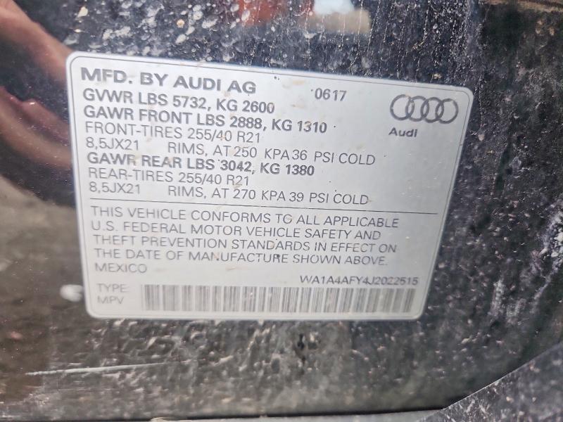 2018 Audi Sq5 მანქანა იყიდება აუქციონზე, vin: WA1A4AFY4J2022515, აუქციონის ნომერი: 56353266