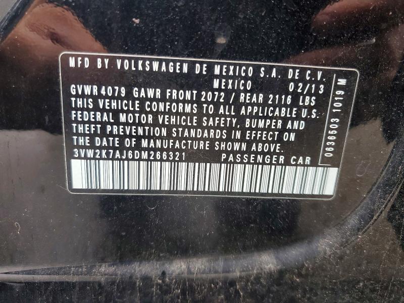 58618506 :رقم المزاد ، 3VW2K7AJ6DM266321 vin ، 2013 Volkswagen Jetta مزاد بيع