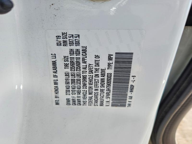 Aukcja sprzedaży 2019 Honda Odyssey, vin: 5FNRL6H76KB093033, numer aukcji: 55112416