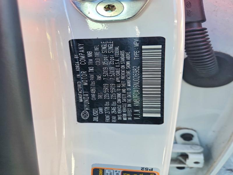 58775736 :رقم المزاد ، KM8JFCA16NU026982 vin ، 2022 Hyundai Tucson مزاد بيع