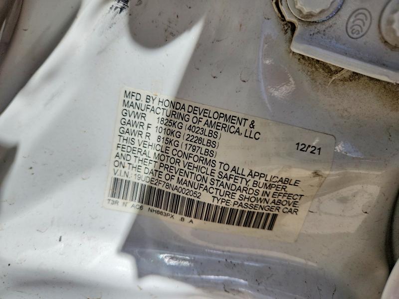 Продаж на аукціоні авто 2022 Acura Ilx, vin: 19UDE2F78NA002052, номер лоту: 57419996