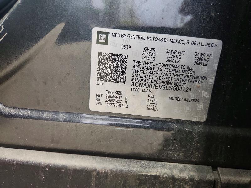 57220316 :رقم المزاد ، 3GNAXHEV6LS504124 vin ، 2020 Chevrolet Equinox مزاد بيع