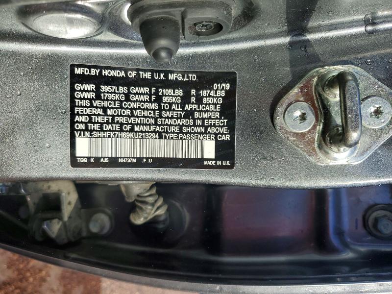 Продаж на аукціоні авто 2019 Honda Civic, vin: SHHFK7H69KU213294, номер лоту: 55940476