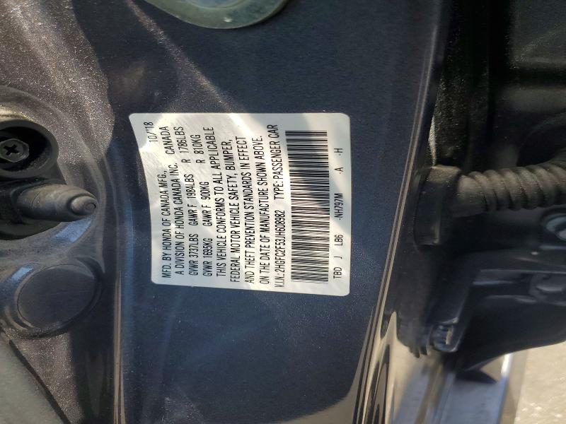 56183726 :رقم المزاد ، 2HGFC2F53JH608982 vin ، 2018 Honda Civic مزاد بيع