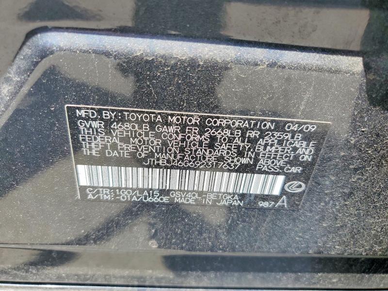 Продаж на аукціоні авто 2009 Lexus Es, vin: JTHBJ46G692317637, номер лоту: 56334446