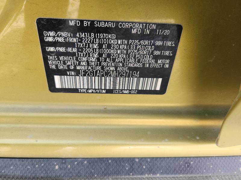 Продажа на аукционе авто 2021 Subaru Crosstrek, vin: JF2GTAPC2MH297194, номер лота: 57445666
