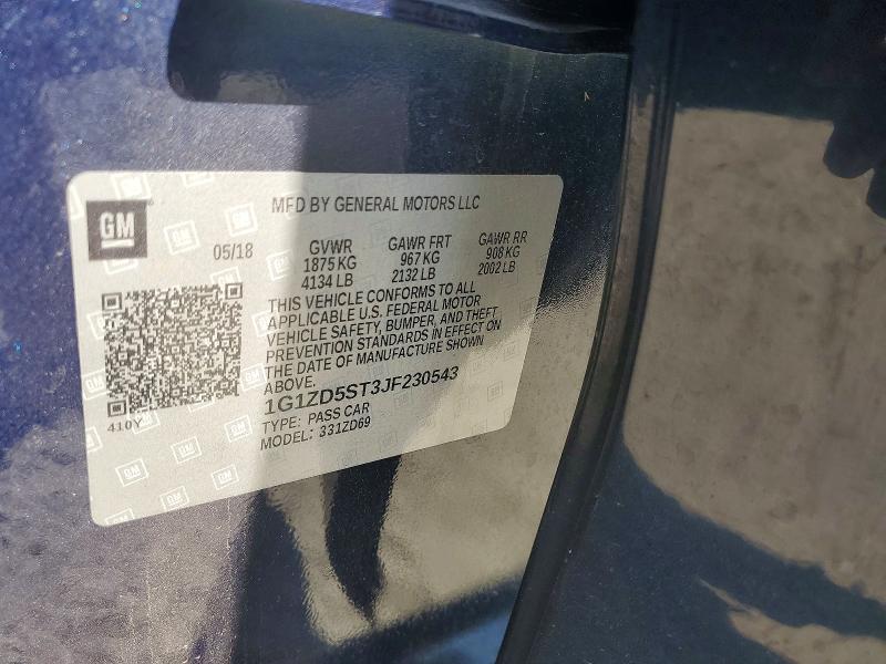 Продажа на аукционе авто 2018 Chevrolet Malibu, vin: 1G1ZD5ST3JF230543, номер лота: 56097996