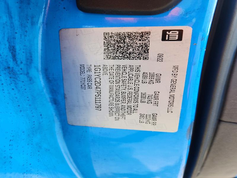 58626566 :رقم المزاد ، 1G1YC2D47P5111797 vin ، 2023 Chevrolet Corvette مزاد بيع
