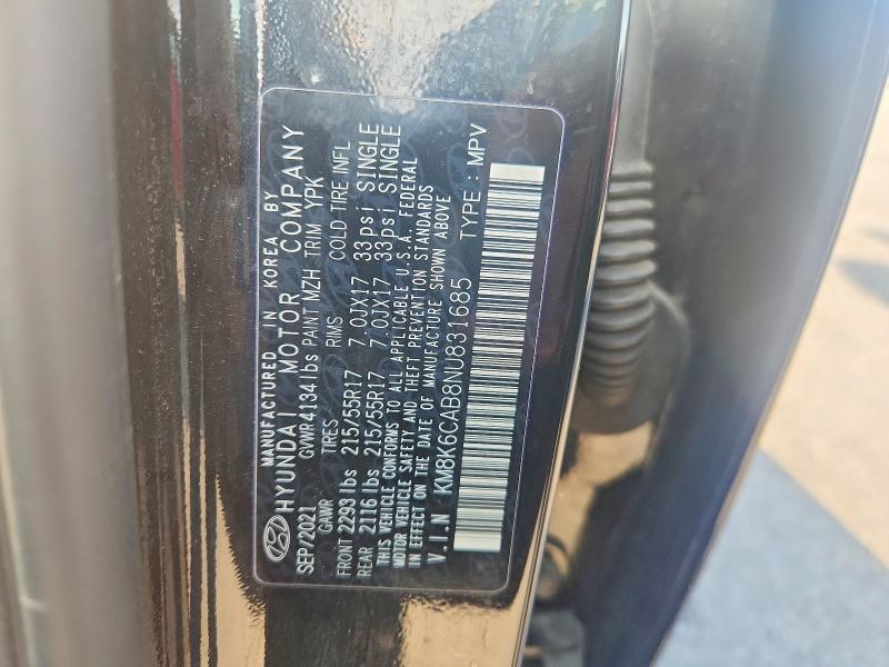 2022 Hyundai Kona მანქანა იყიდება აუქციონზე, vin: KM8K6CAB8NU831685, აუქციონის ნომერი: 58626316